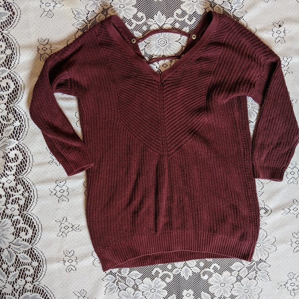 Dynamite Maroon 3/4 Length Sweater w/ Back Detail
